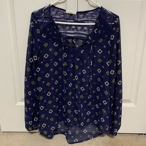 Transparent Net Blouse with Diamond Design